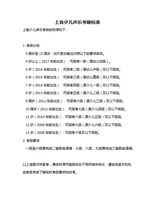 上音少儿声乐考级标准