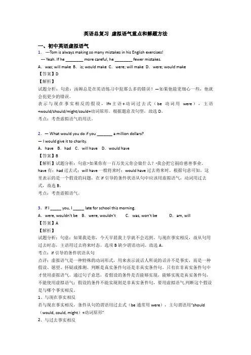 英语总复习 虚拟语气重点和解题方法