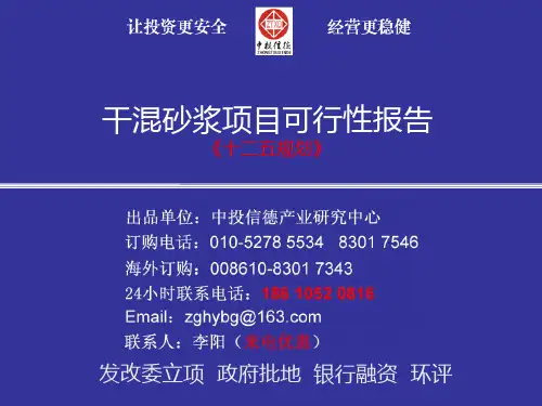 干混砂浆项目可行性研究报告(精)