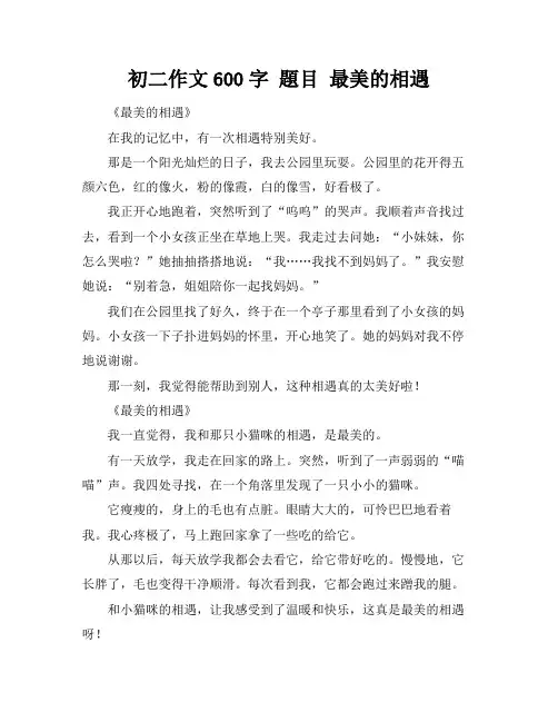 初二作文600字 题目 最美的相遇