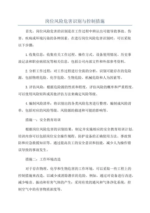 岗位风险危害识别与控制措施