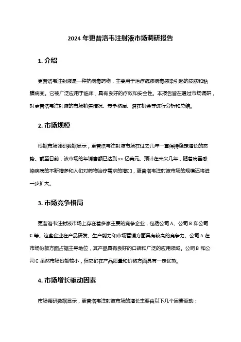 2024年更昔洛韦注射液市场调研报告