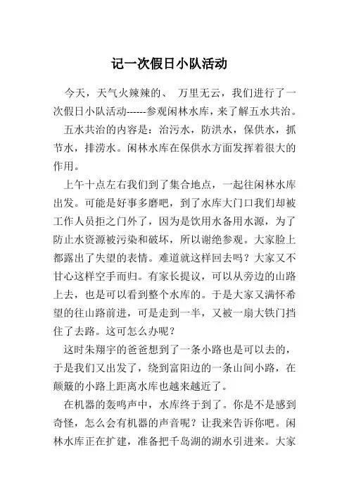 三年级作文--记一次假日小队活动