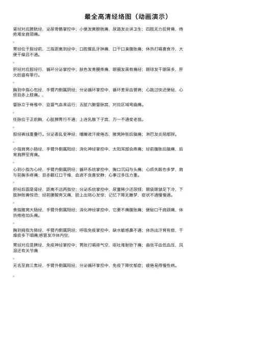 最全高清经络图（动画演示）