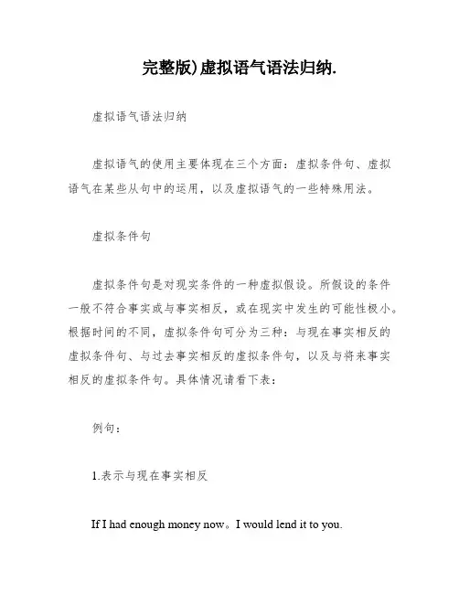 完整版)虚拟语气语法归纳