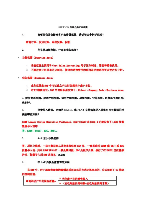 SAP FICO_问题分类汇总