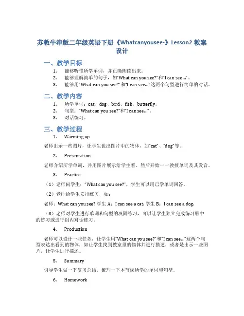 苏教牛津版二年级英语下册《Whatcanyousee-》Lesson2教案设计_二年级英语教案下册
