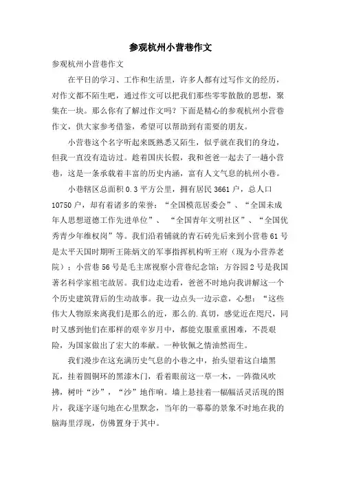 参观杭州小营巷作文