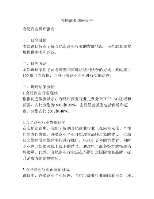 合肥商业调研报告