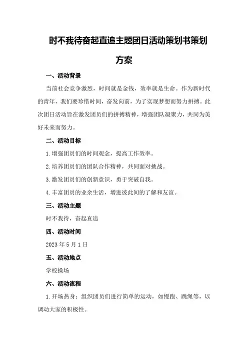 “时不我待奋起直追”主题团日活动策划书策划方案