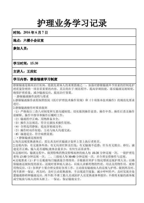 护理业务学习记录