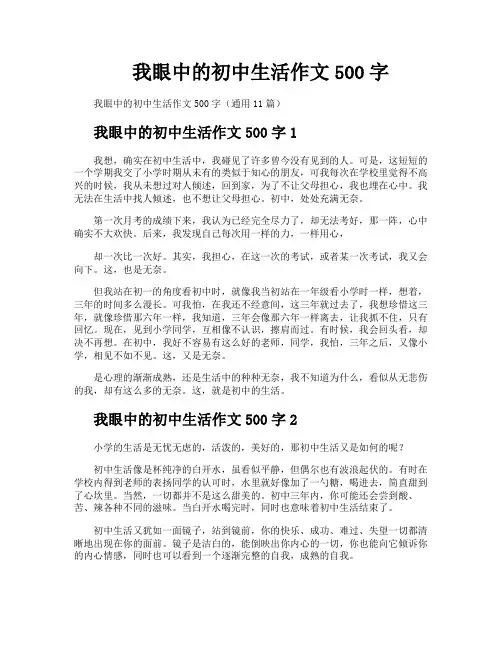 我眼中的初中生活作文500字