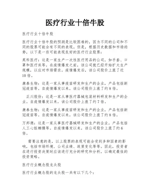 医疗行业十倍牛股