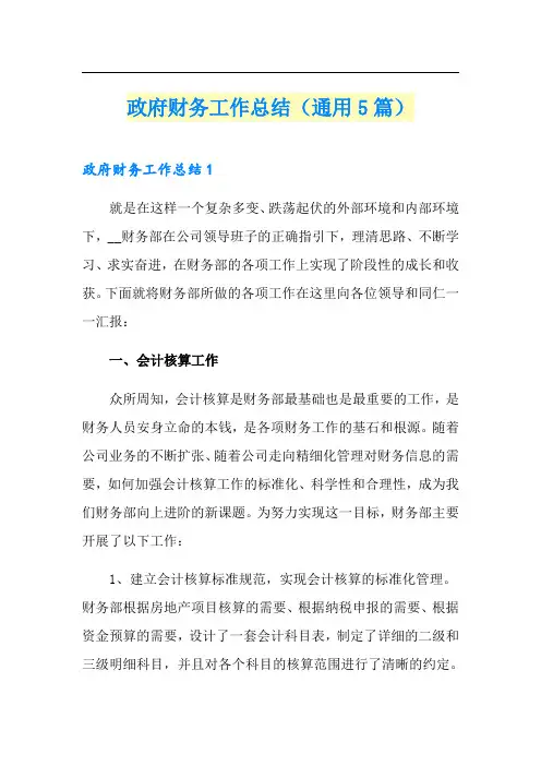 政府财务工作总结(通用5篇)