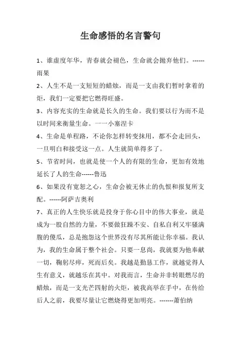 生命感悟的名言警句