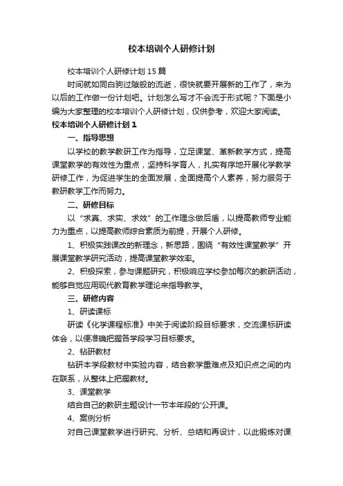 校本培训个人研修计划15篇