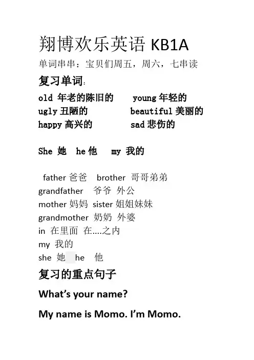 剑桥少儿英语kid's box-1  unit-4-4 my family课件
