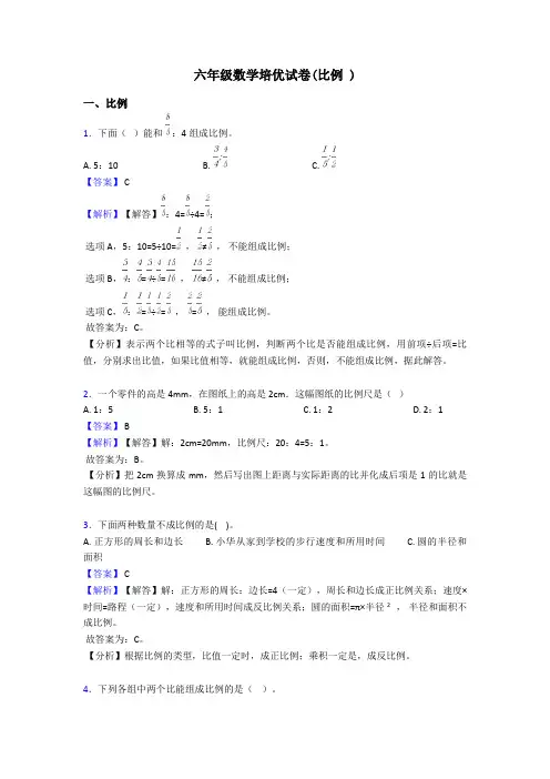 六年级数学培优试卷(比例 )