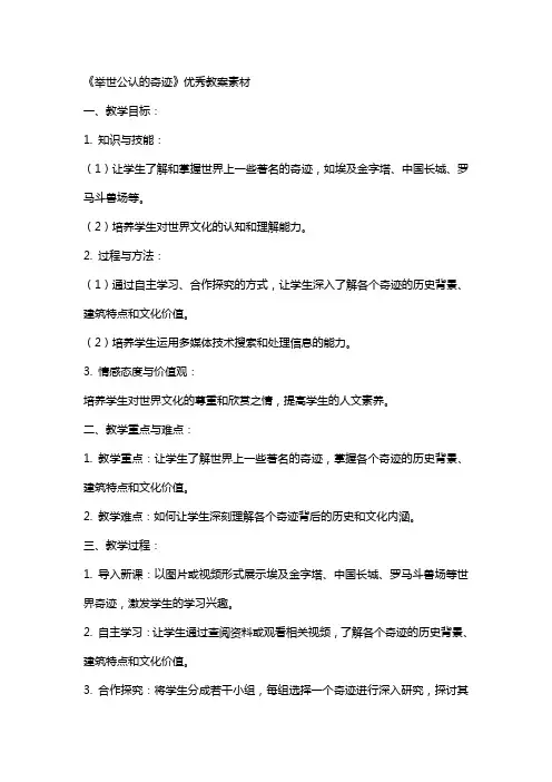《举世公认的奇迹》优秀教案素材