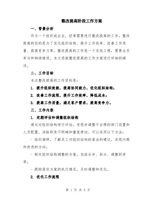整改提高阶段工作方案