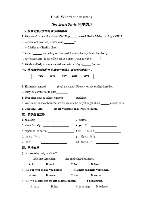 精1 Unit 1 Section A 3a-4c 同步练习