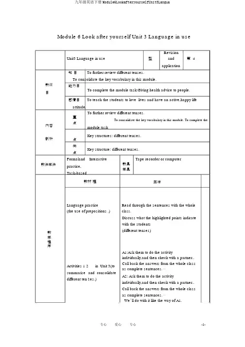 九年级英语下册Module6LookafteryourselfUnit3Langua
