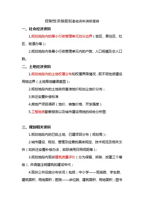 控规调研清单