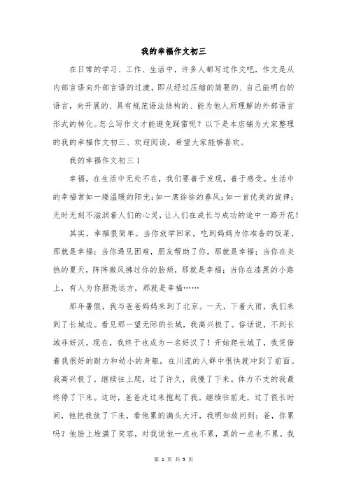 我的幸福作文初三
