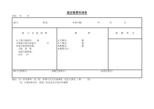 第十三节 值班餐费申请单