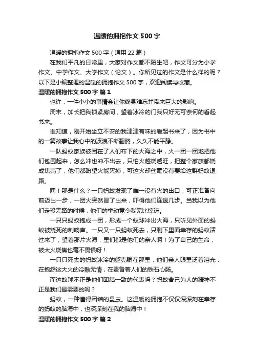 温暖的拥抱作文500字（通用22篇）