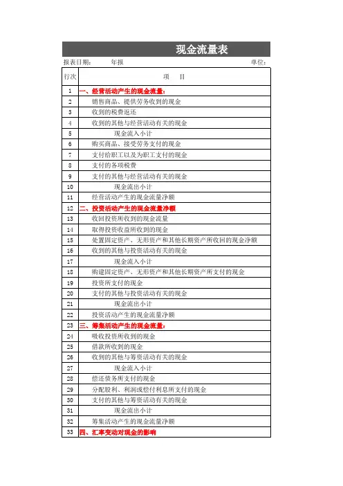 现金流量表Excel模板2