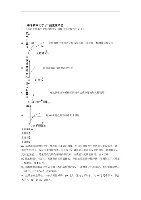 2020-2021中考化学二模试题分类汇编——pH的变化图像综合及答案