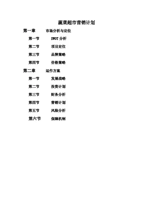 蔬菜超市计划书