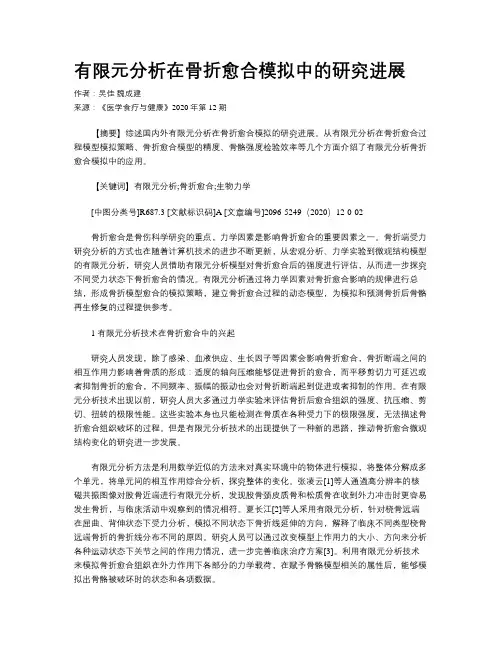 有限元分析在骨折愈合模拟中的研究进展
