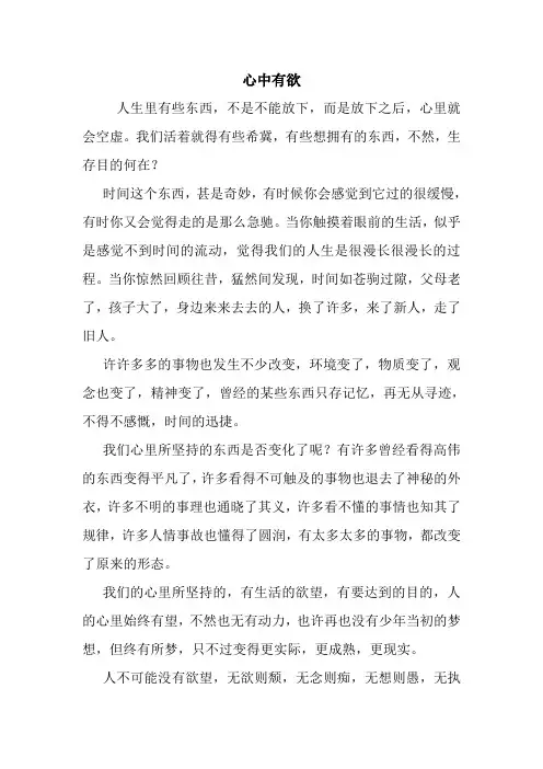 最新心中有欲 读后感随笔