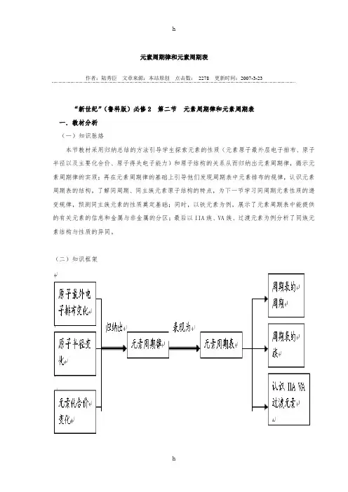 化学必修二(鲁科版)元素周期律和元素周期表