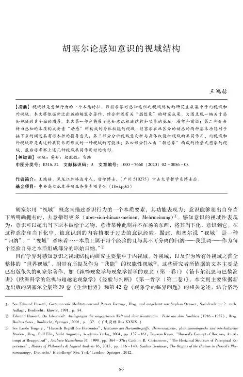 胡塞尔论感知意识的视域结构