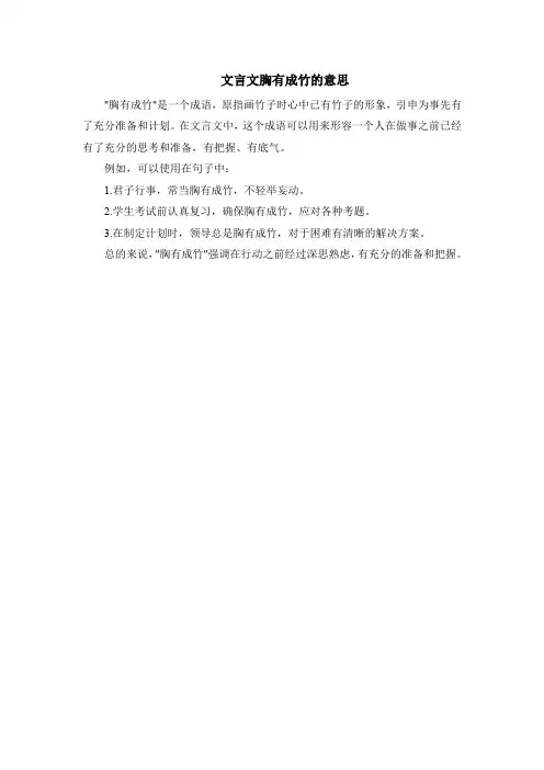 文言文胸有成竹的意思