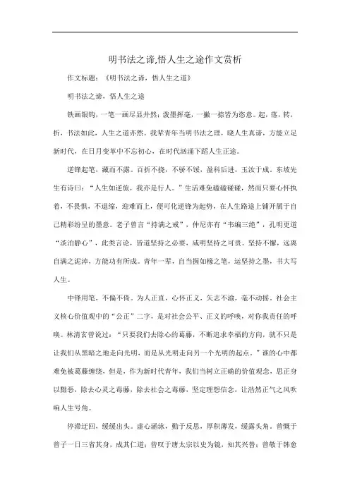 明书法之谛,悟人生之途作文赏析