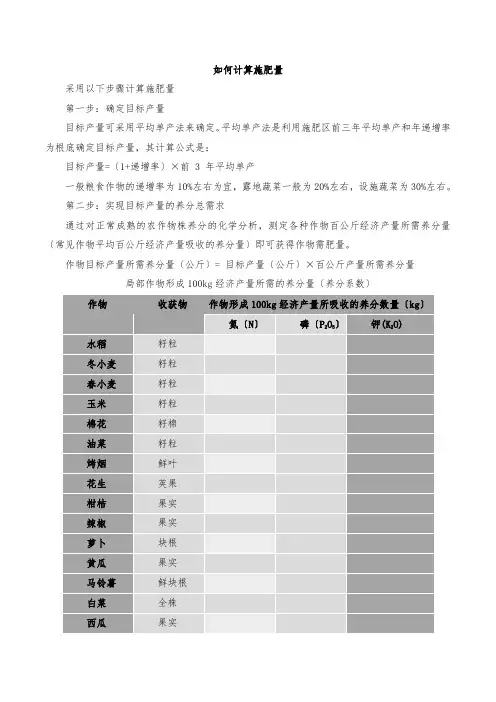 如何计算施肥量