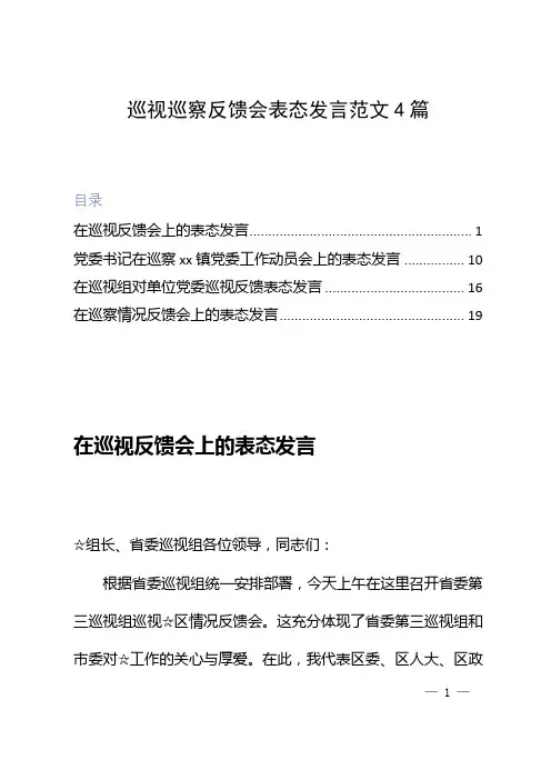 巡视巡察反馈会表态发言范文4篇