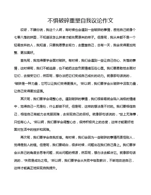 不惧破碎重塑自我议论作文