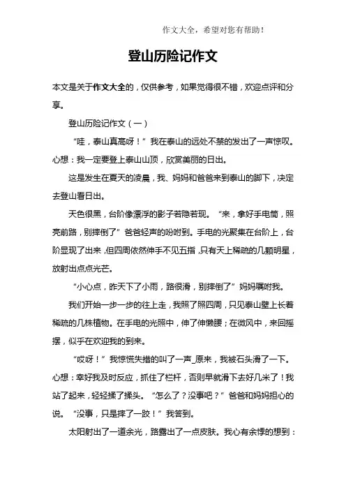 登山历险记作文