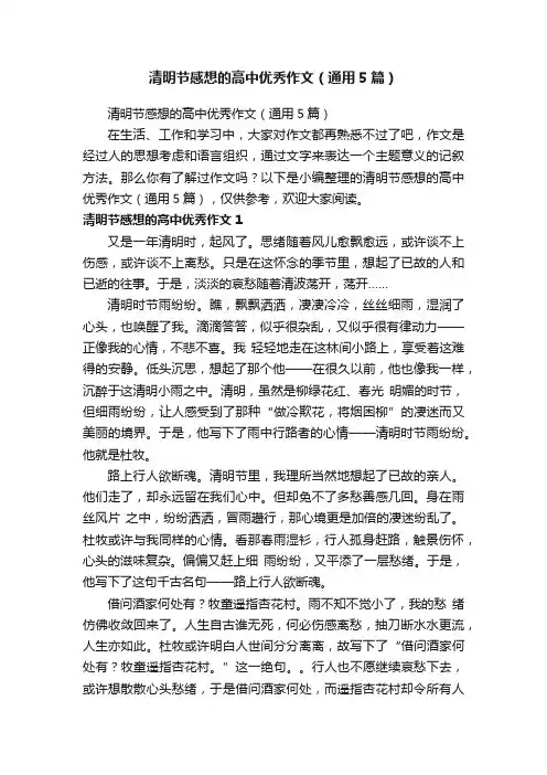 清明节感想的高中优秀作文（通用5篇）