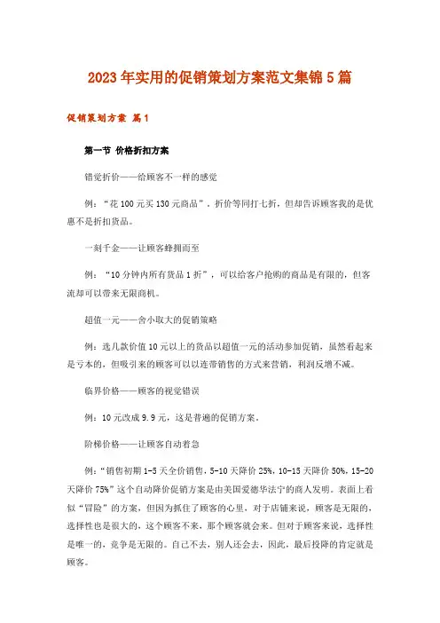2023年实用的促销策划方案范文集锦5篇