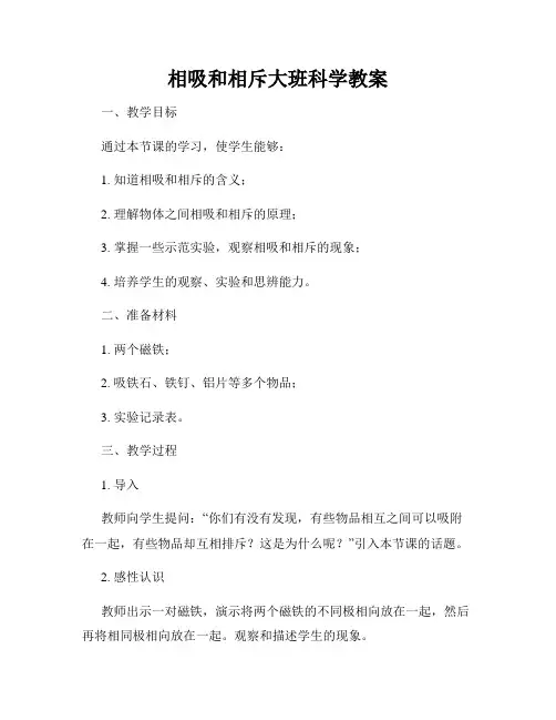 相吸和相斥大班科学教案