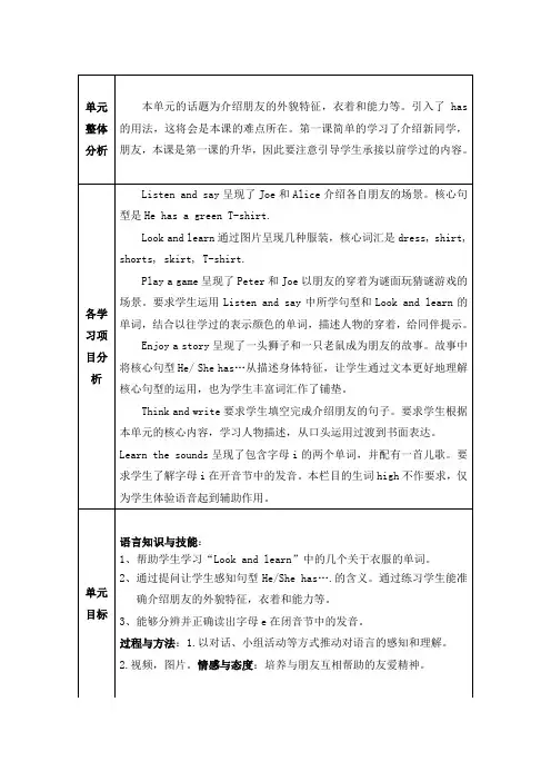 沪教版四年级上学期英语Unit5 My friends 教案