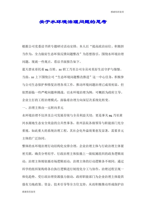 关于水环境治理问题的思考.doc