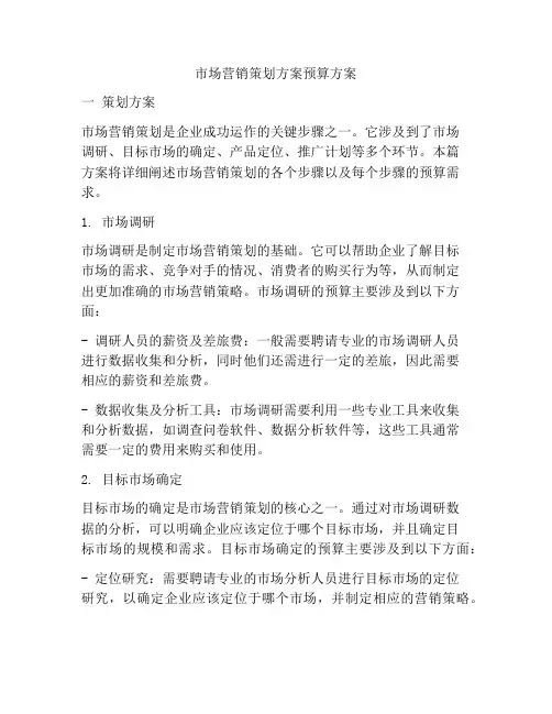 市场营销策划方案预算方案