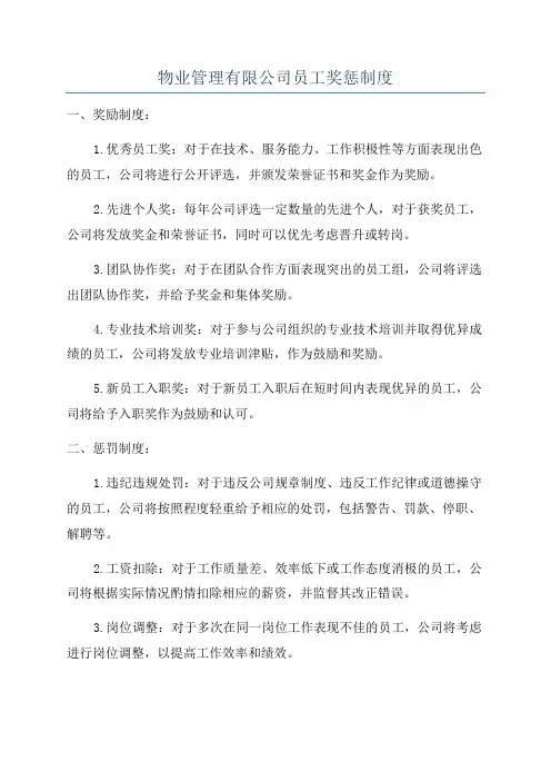 物业管理有限公司员工奖惩制度